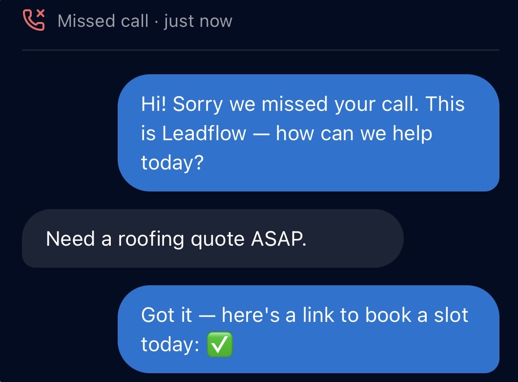 Customer gets an instant text
